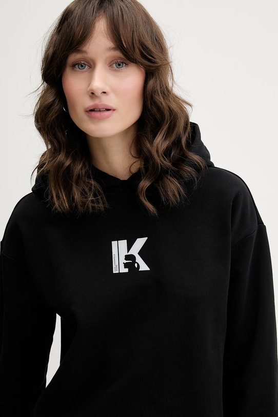 Karl Lagerfeld Jeans bluza z kapturem damska bawełniana czarny B2W20037