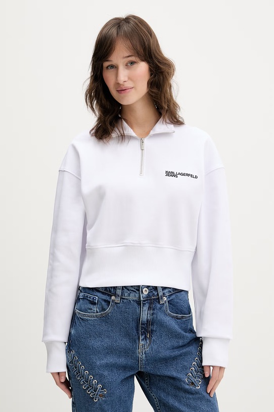 Mikina Karl Lagerfeld Jeans bez kapucne biela B2W20041