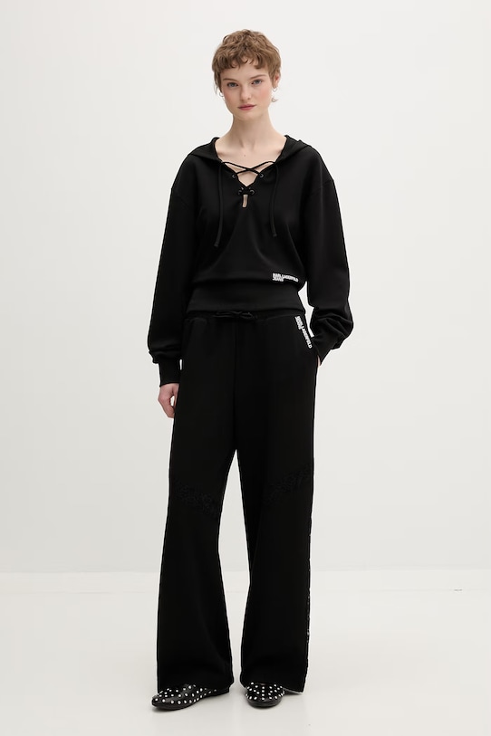 Karl Lagerfeld Jeans bluza z kapturem damska z bawełną B2W20042 czarny SS26