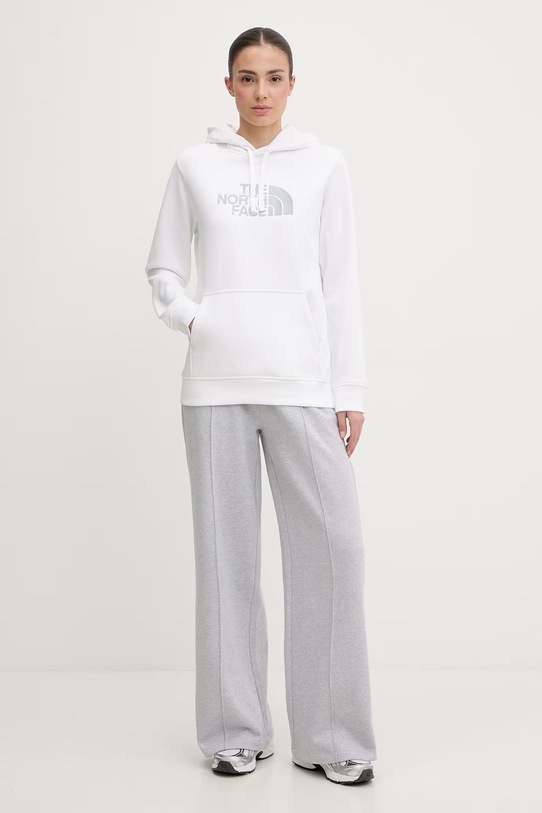 The North Face bluza z kapturem damska z bawełny DREW PEAK NF0A89EHMV51 biały SS26