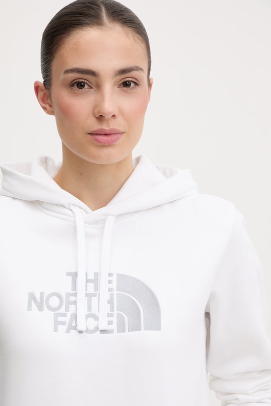 The North Face bluza z kapturem damska z bawełny DREW PEAK biały NF0A89EHMV51