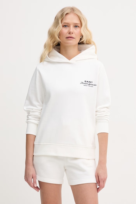 Gant bluza z kapturem damska bawełniana beżowy 4201486