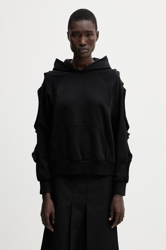 Undercover HOODIE bluza z kapturem bawełniana damska czarny UP1F1810