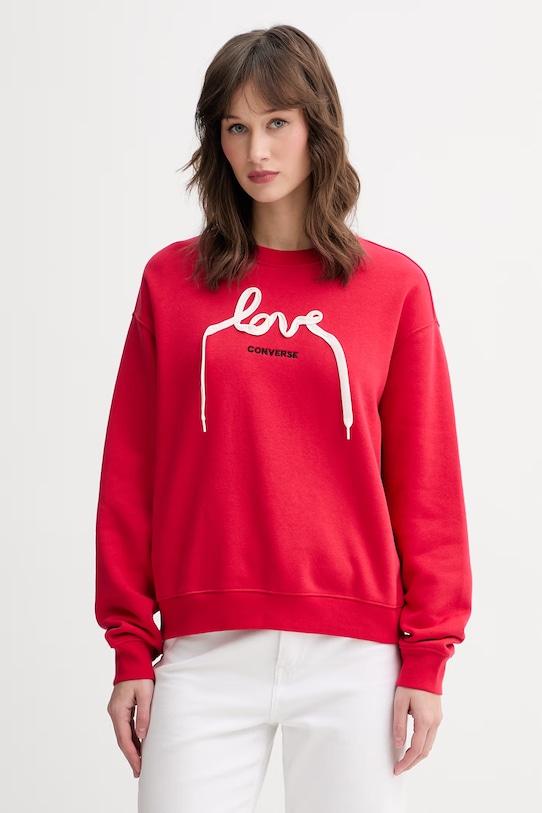 Converse bluza damska z bawełną x CHUCKS IN LOVE czerwony CVW6H130
