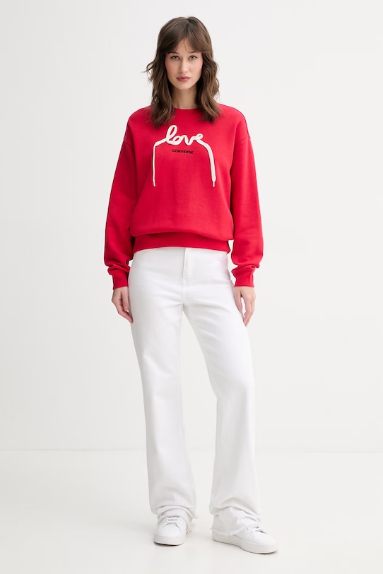 Converse bluza damska z bawełną x CHUCKS IN LOVE CVW6H130 czerwony SS26