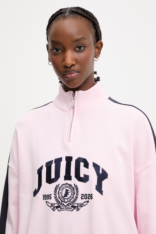 Juicy Couture μπλούζα γυναικεία με βαμβάκι CREST TRACK TOP ροζ JCSAS126401