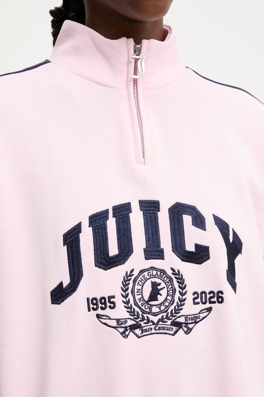 Juicy Couture μπλούζα γυναικεία με βαμβάκι CREST TRACK TOP JCSAS126401 ροζ