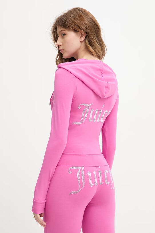 Juicy Couture dámska mikina na zips s bavlnou OOLA HOODIE ružová JCWAS126306
