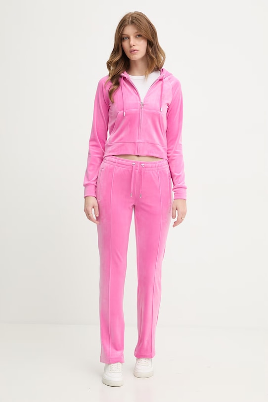 Juicy Couture bluza z kapturem damska welurowa MADISON COL OUT JCWAS126326 różowy SS26