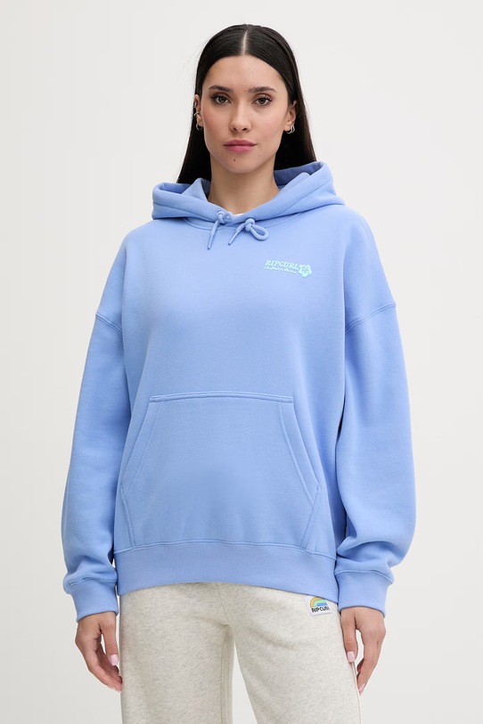 Rip Curl mikina s kapucňou dámska s bavlnou SURF PUFF HERITAGE modrá 0A0WFL