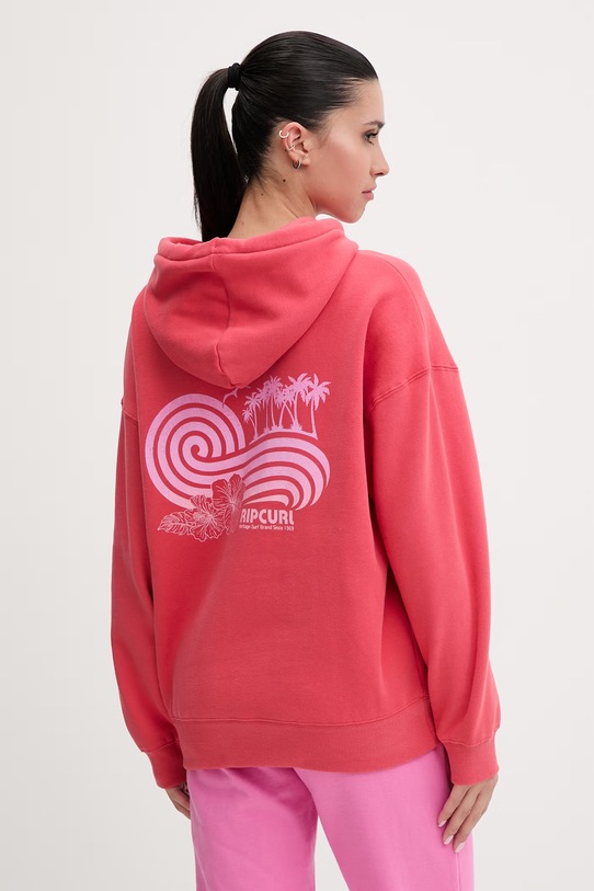 Oblečenie Rip Curl mikina s kapucňou dámska s bavlnou OCEAN BREAK 0BJWFL červená