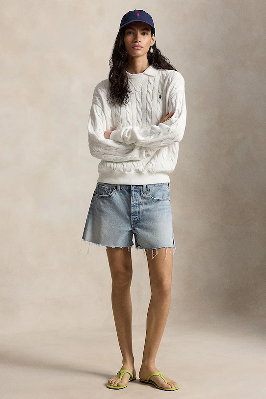 Oblačila Polo Ralph Lauren pulover ženski bombažen 211A12736 bela