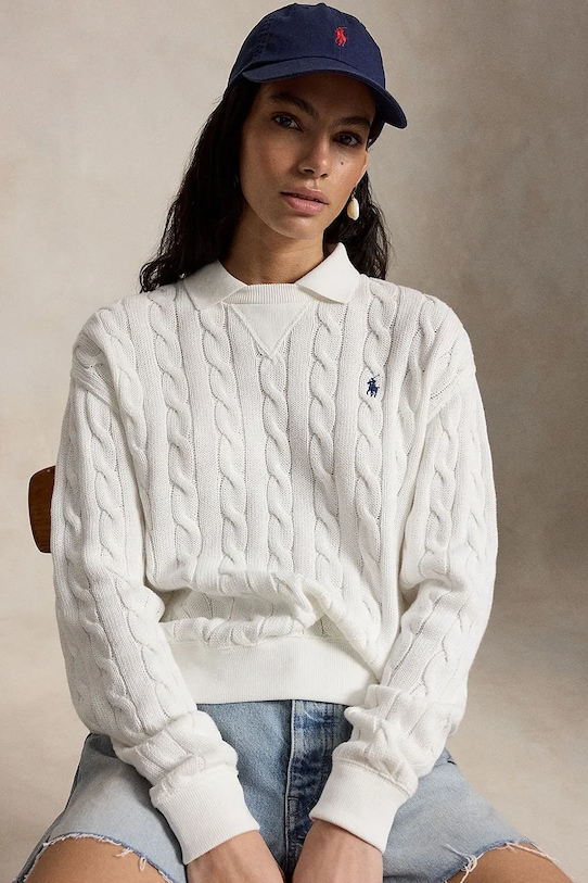 Polo Ralph Lauren pulover ženski bombažen 211A12736 bela