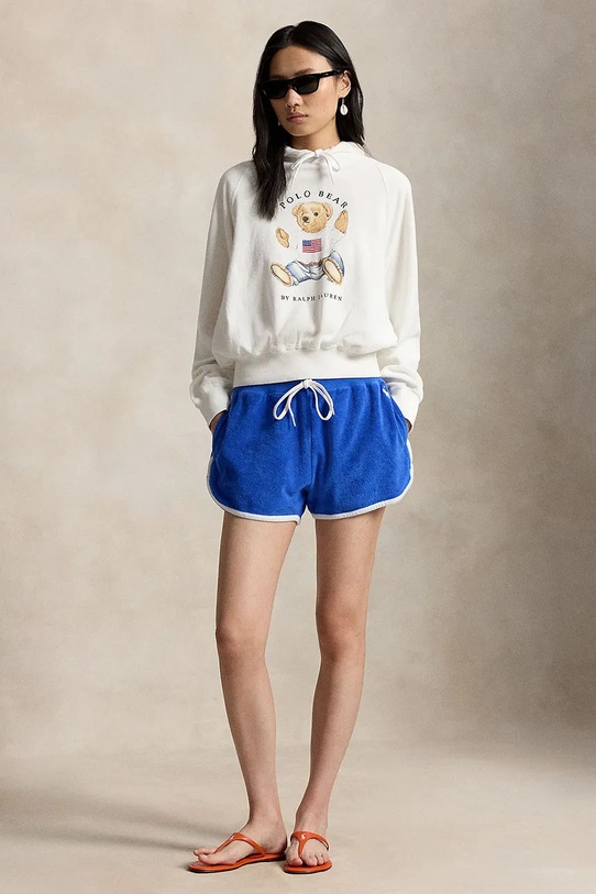 Oblačila Polo Ralph Lauren pulover s kapuco ženski bombažen 211A12745 bela