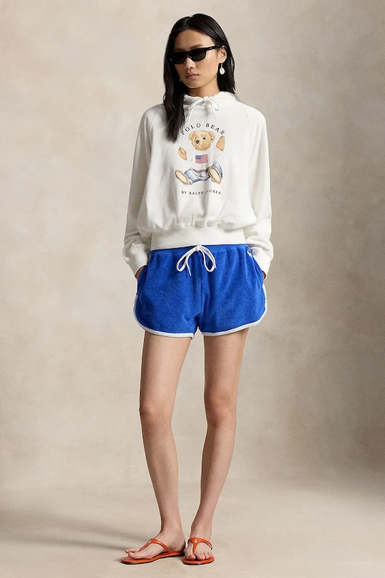 Oblačila Polo Ralph Lauren pulover s kapuco ženski bombažen 211A12745 bela