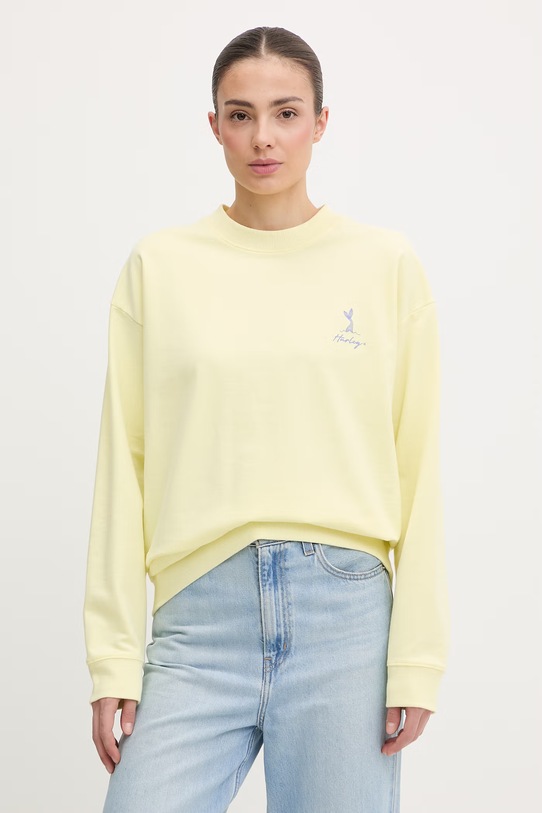 Hurley bluza damska bawełniana CREW NEREIDA ISLAND żółty WFTEU00024