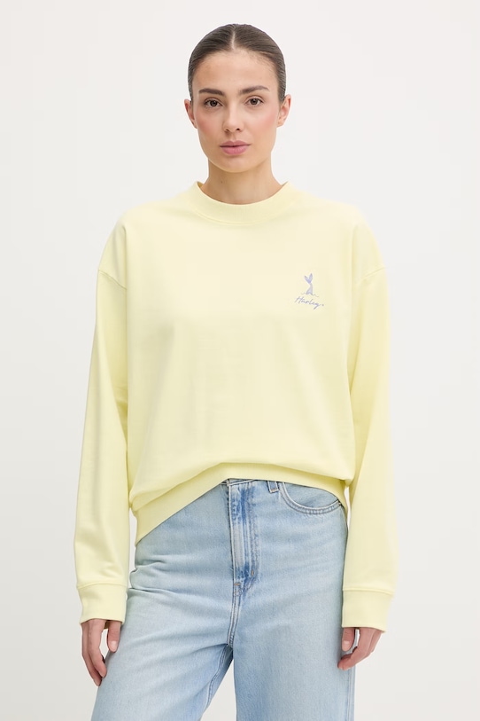 Hurley bluza damska bawełniana CREW NEREIDA ISLAND żółty WFTEU00024