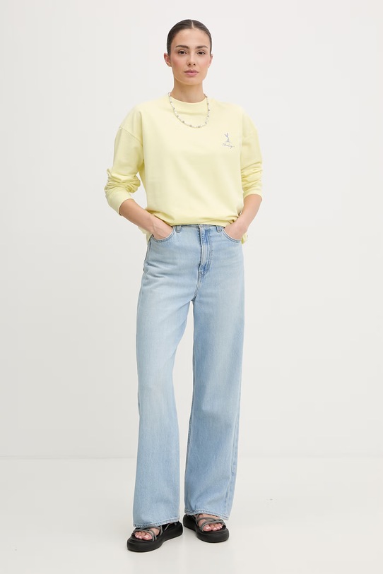 Hurley bluza damska bawełniana CREW NEREIDA ISLAND WFTEU00024 żółty SS26