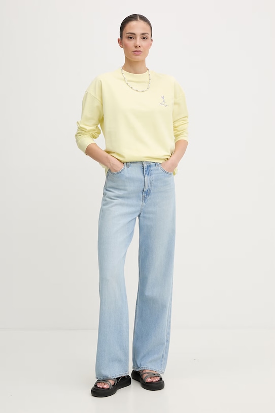 Hurley bluza damska bawełniana CREW NEREIDA ISLAND WFTEU00024 żółty SS26