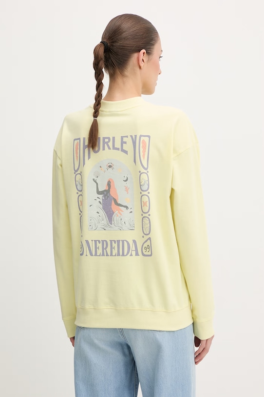Odzież Hurley bluza damska bawełniana CREW NEREIDA ISLAND WFTEU00024 żółty