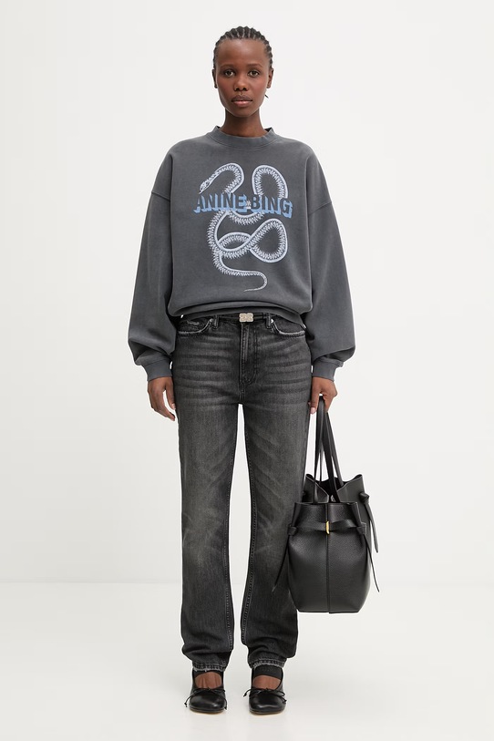 Anine Bing Harvey bluza oversize bawełniana damska A.08.12060 szary