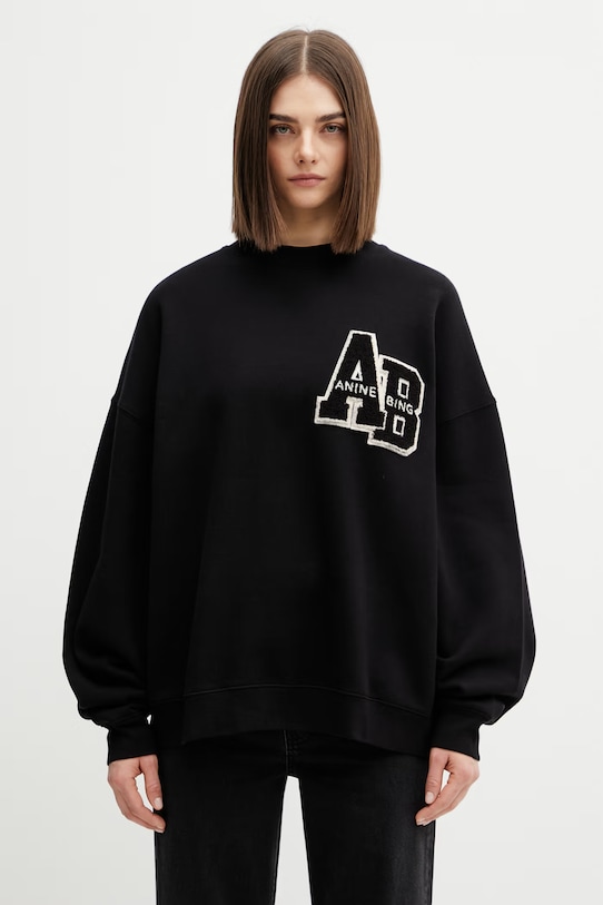 Anine Bing Miles bluza oversize bawełniana damska czarny A.08.10074