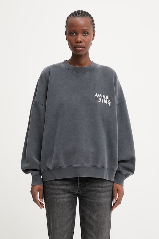 Anine Bing Miles bluza oversize bawełniana damska szary A.08.12055