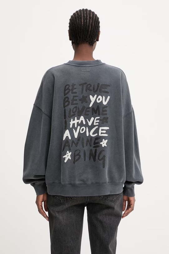 Odzież Anine Bing Miles bluza oversize bawełniana damska A.08.12055 szary
