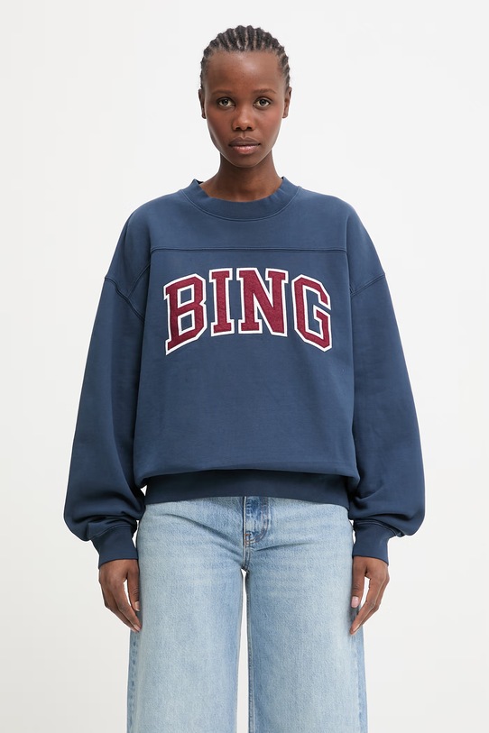 Anine Bing Trenton bluza oversize bawełniana damska granatowy A.08.12203