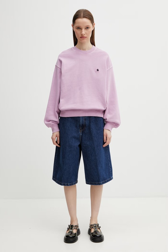 Carhartt WIP W' Nelson Sweatshirt bluza bawełniana damska I029537.3IBGD fioletowy