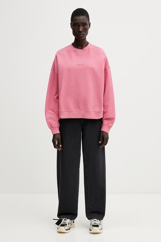 Carhartt WIP W' Benton Sweat bluza bawełniana damska I034511.3IJGD różowy