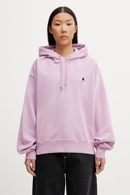 Carhartt WIP W' Hooded Nelson Sweat bluza oversize bawełniana damska fioletowy I032741.3IBGD