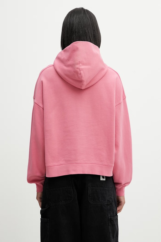 Odzież Carhartt WIP W' Hooded Benton Sweat bluza z kapturem bawełniana damska I034512.3IJGD różowy