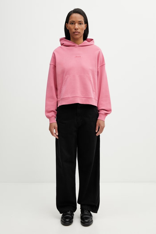 Carhartt WIP W' Hooded Benton Sweat bluza z kapturem bawełniana damska I034512.3IJGD różowy