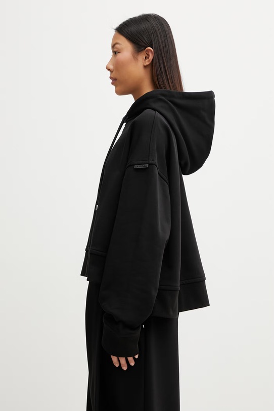 Sportmax Spdslogan bluza z kapturem bawełniana damska 2612921015600 czarny SS26