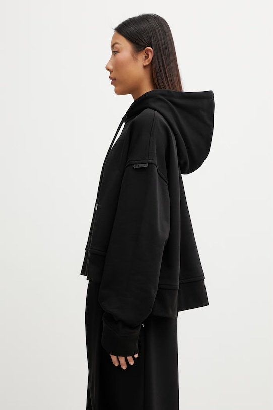 Sportmax Spdslogan bluza z kapturem bawełniana damska 2612921015600 czarny SS26