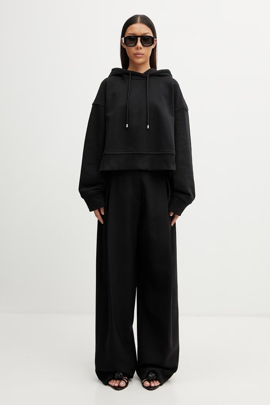 Sportmax Spdslogan bluza z kapturem bawełniana damska 2612921015600 czarny