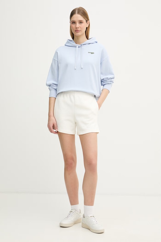 Lacoste bluza z kapturem damska z bawełną SF7607 niebieski SS26