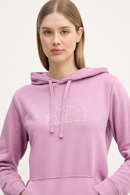 The North Face bluza z kapturem damska z bawełną Drew Peak Light fioletowy NF0A8C1DMOJ1