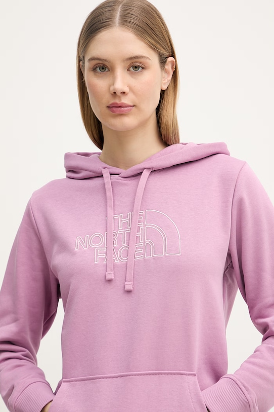 The North Face bluza z kapturem damska z bawełną Drew Peak Light fioletowy NF0A8C1DMOJ1