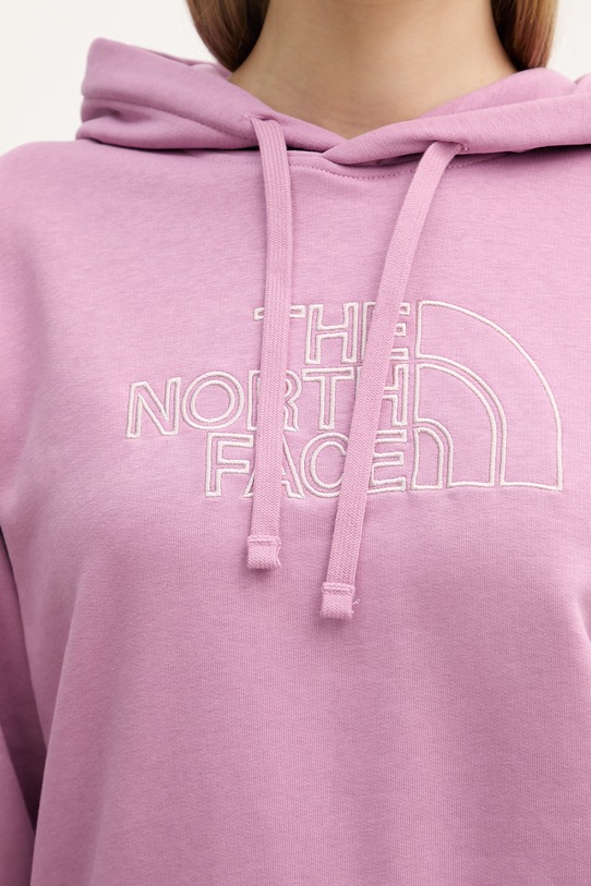 The North Face bluza z kapturem damska z bawełną Drew Peak Light NF0A8C1DMOJ1 fioletowy