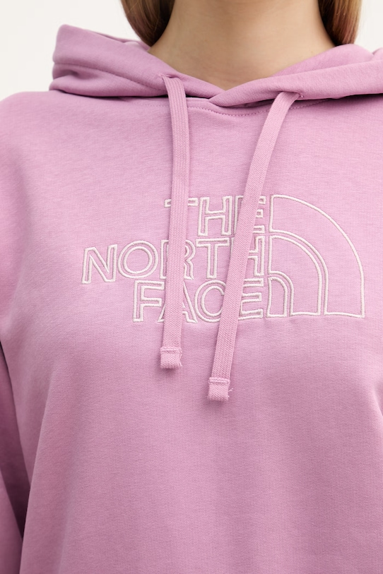 The North Face bluza z kapturem damska z bawełną Drew Peak Light NF0A8C1DMOJ1 fioletowy