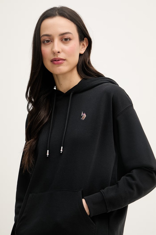 U.S. Polo Assn. mikina s kapucí dámská s bavlnou DHM Hoodie černá WUP2541