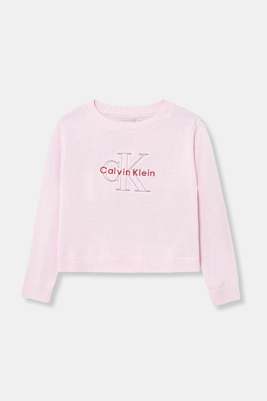 Calvin Klein Jeans bluza bawełniana dziecięca aplikacja różowy IG0IG03075.128.176.PPY2