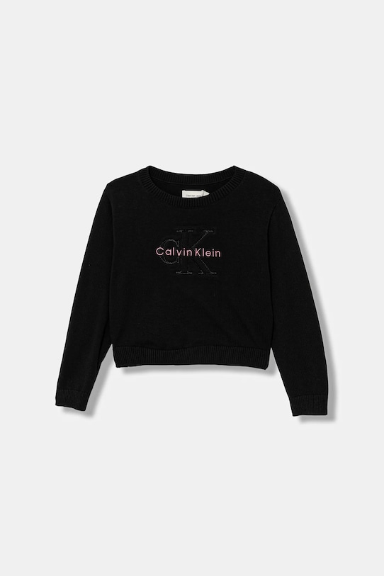 Dětská bavlněná mikina Calvin Klein Jeans bez kapuce černá IG0IG03075.128.176.PPY2