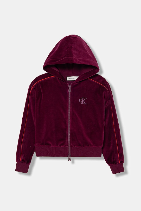 Παιδική μπλούζα Calvin Klein Jeans με κουκούλα μπορντό IG0IG03088.128.176.PPY2