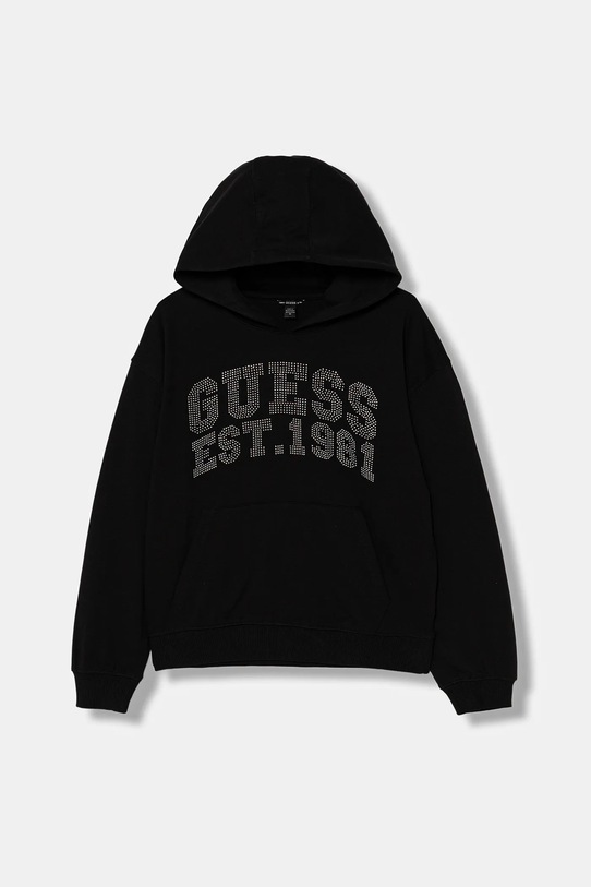 Guess bluza bawełniana dziecięca z kapturem czarny J6RQ02.KA6R4.PPY2
