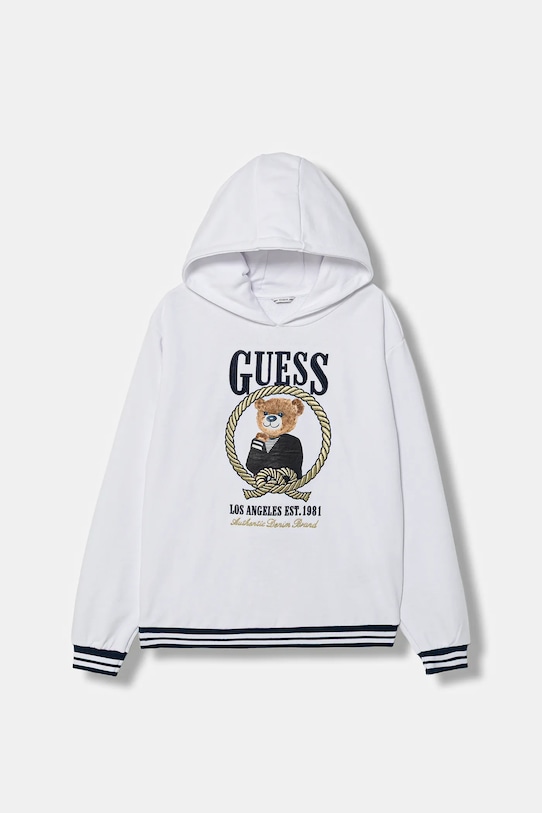 Guess bluza bawełniana dziecięca nadruk biały J6RQ05.KAD74.PPY2