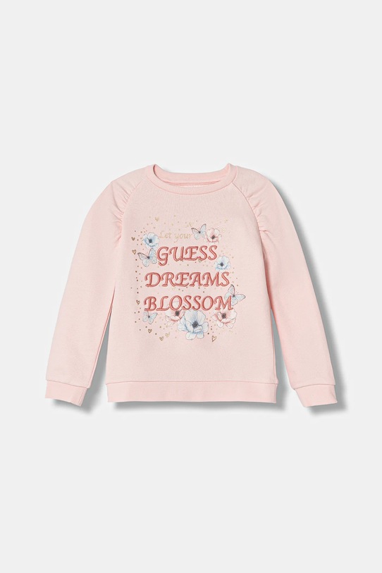 Guess bluza bawełniana dziecięca aplikacja różowy K6RQ03.KAD74.PPY2