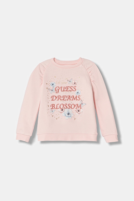 Guess bluza bawełniana dziecięca aplikacja różowy K6RQ03.KAD74.PPY2
